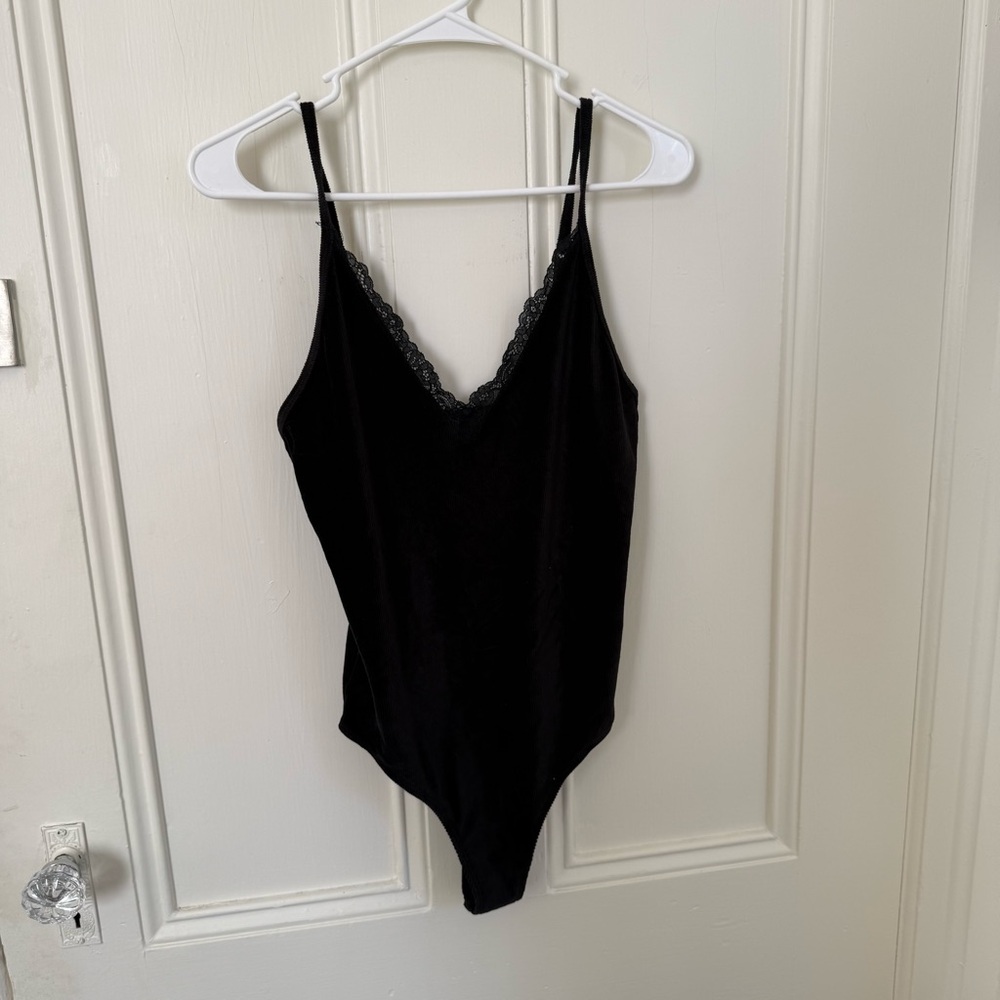 Colsie Black Lace-Trim Cami Bodysuit